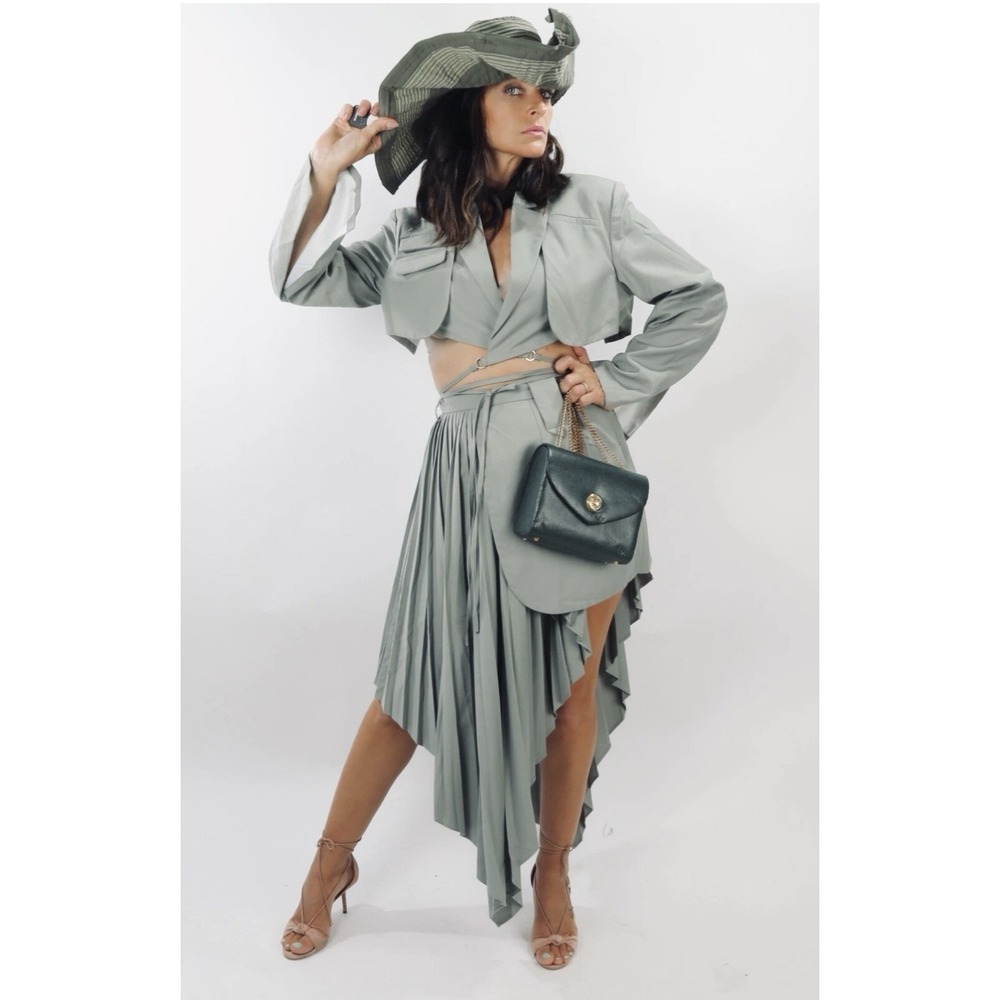 SCALA  Olive Striped Draped Big Round Flexible Sun Wide Brim Hat One Size NWT